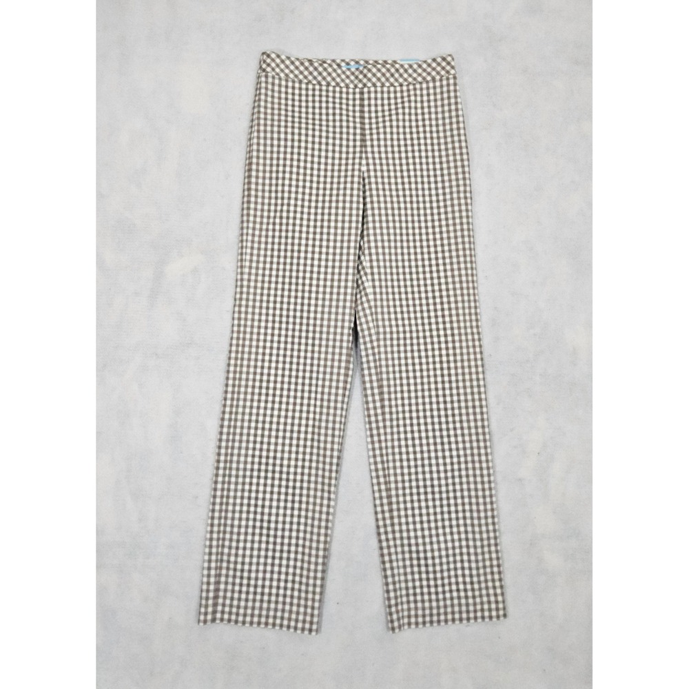 J.McLaughlin Pant Womens 4 New Hyana Gingham‎ Checkered Brown White Stretch